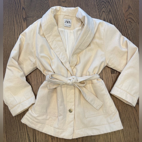 Zara Cream Padded Spring Jacket S Small - Picture 1 of 4